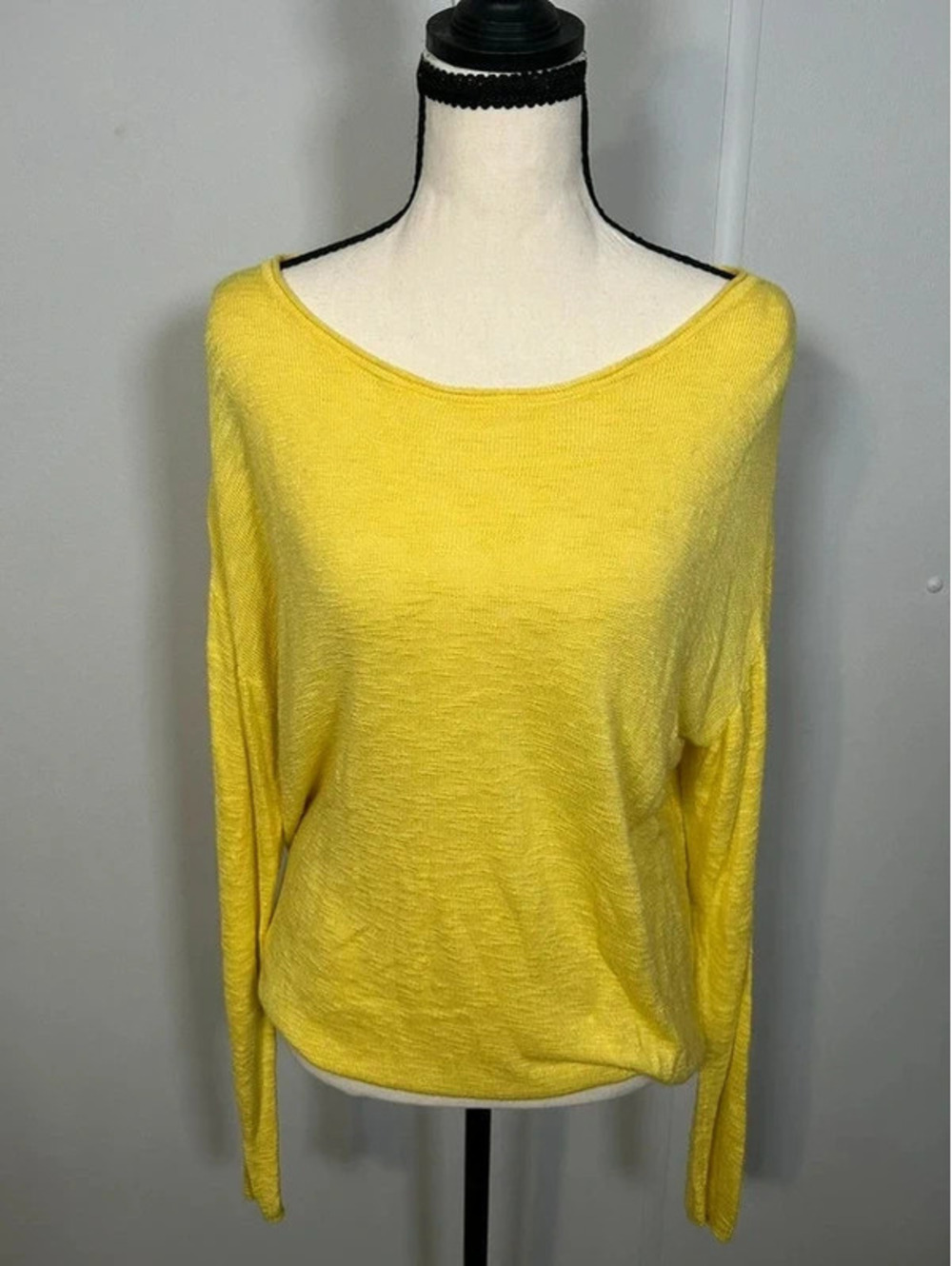 G by Giuliana Yellow Lightweight Knit Long Sleeve Scoop Neck Top L